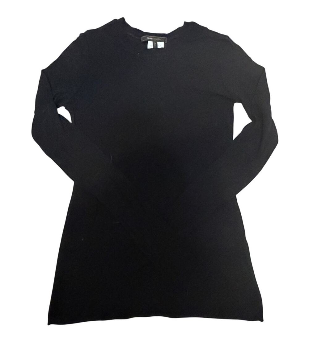 BCBG Maxazria Wool Blend Lightweight Sheer Sweater - Black - Size Large